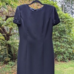 Donna Morgan Vintage Black Dress with Beading Details and Button Back Size 10P